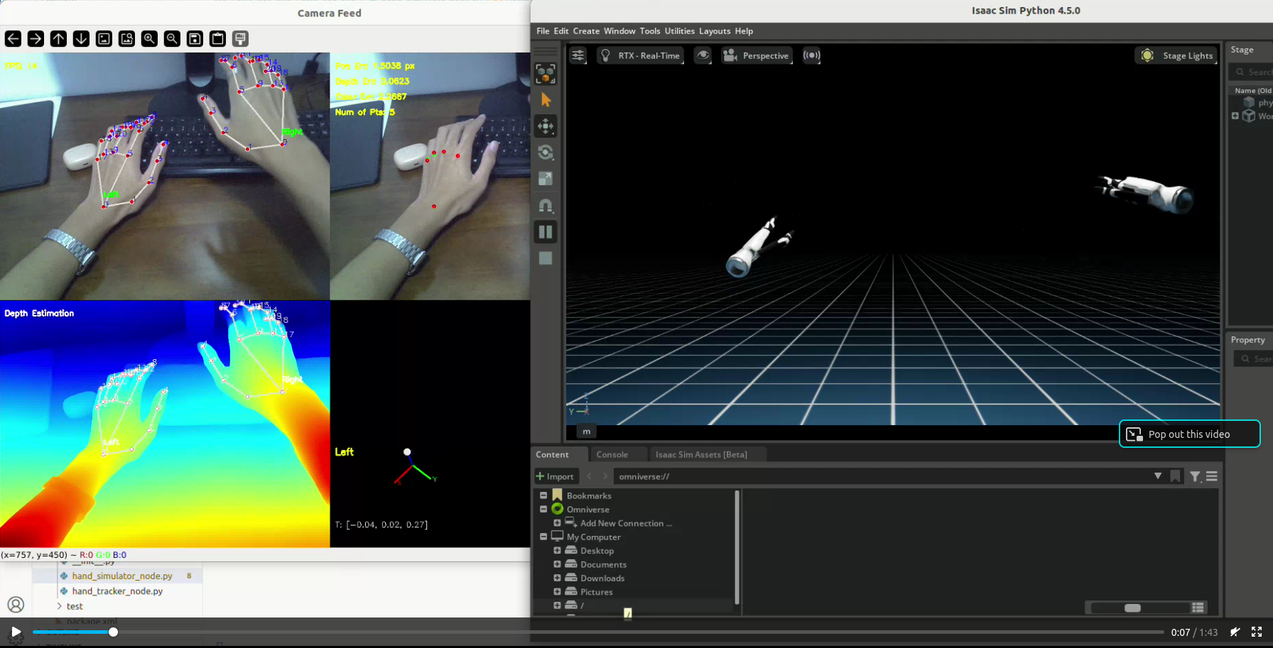 Teleoperated Inspire Dexterous Hand in Isaac Sim